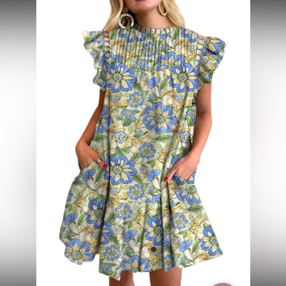 Floral Ruffle Sleeve Dress